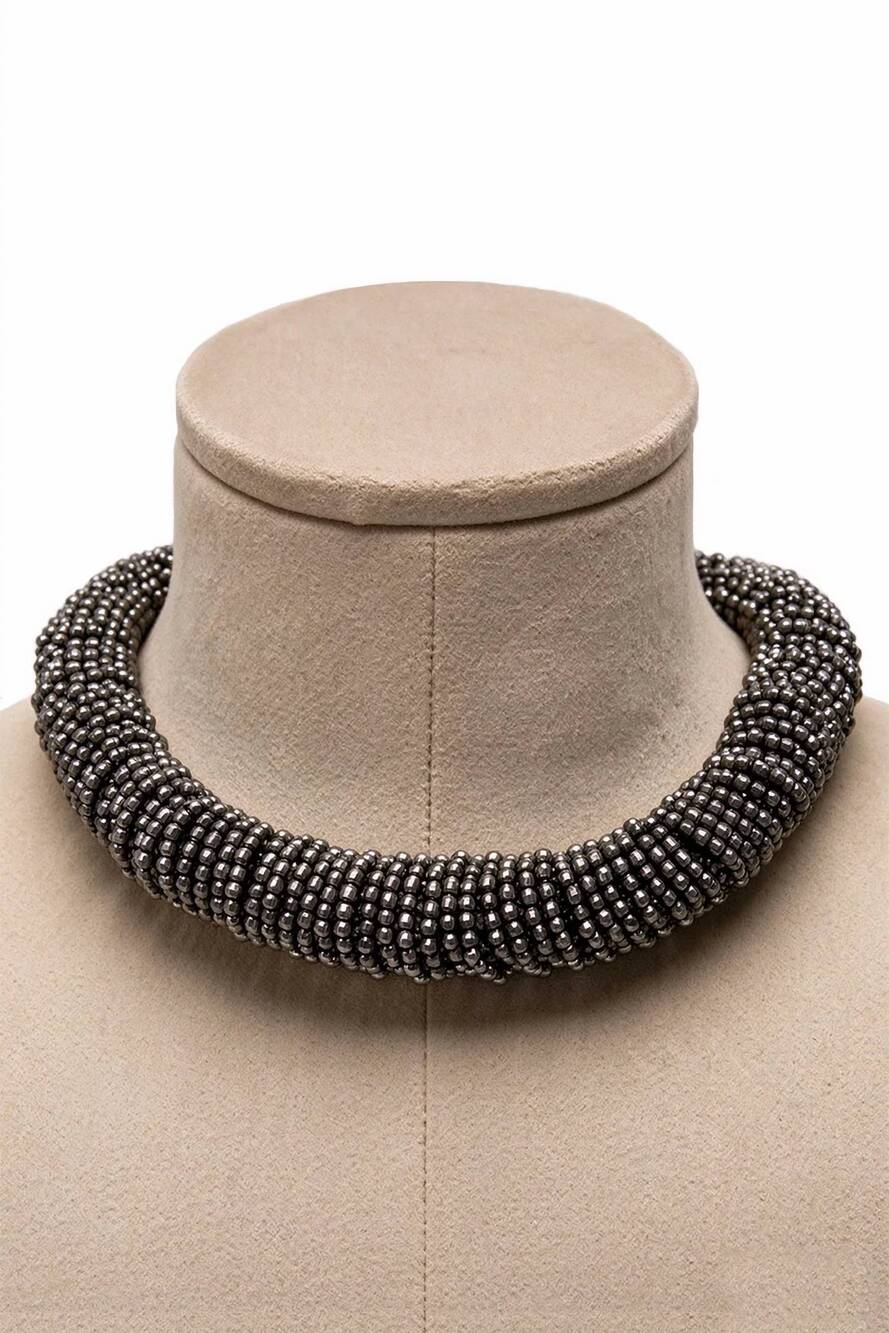 NEW BRUNELLO CUCINELLI women's monili choker necklace in metallic